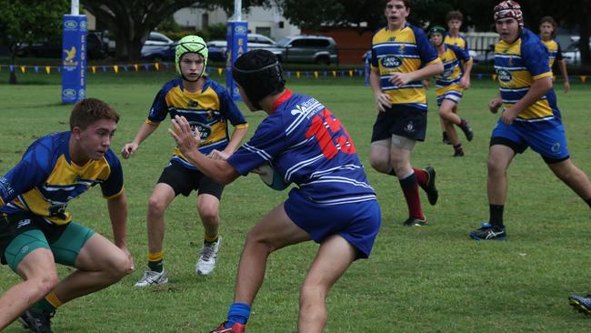 Day 1 of the King of the Country junior rugby union tournament at the Gold Coast Eagles Rugby Union Club. Under-15s: 10.40am: USQ Saints v Invitational Barbarians USQ Player No15 Darcy Brazel Barbarians Player No Pic Mike Batterham