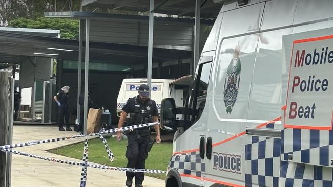 Police at the scene of the home was a Fraser Coast woman was allegedly murdered. Photo: Carlie Walker