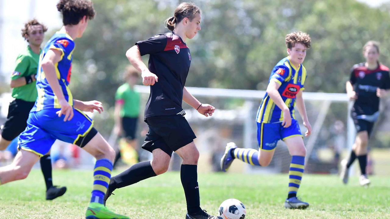 SOCCER: U 17 boys, Caloundra V Gympie. Picture: Patrick Woods.