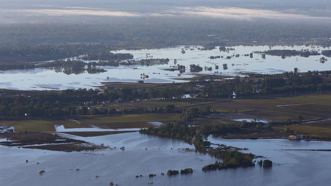 Floodwaters along the Hawkesbury River in the Richmond and Windsor region begin to recede at Taree. Picture: Lisa Maree Williams/Getty Images