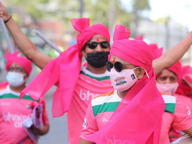 The Indian cricket team’s number one fans, the Bharat Army. Picture: Tim Hunter
