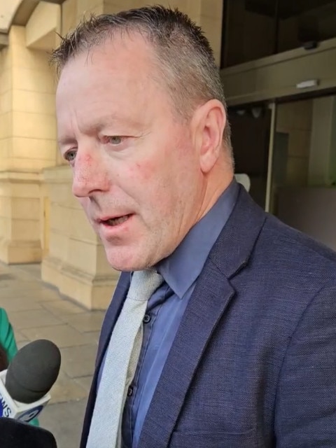 Mr Purse’s father Jeffrey Purse speaks outside the Supreme Court on Monday. Picture: Sean Fewster
