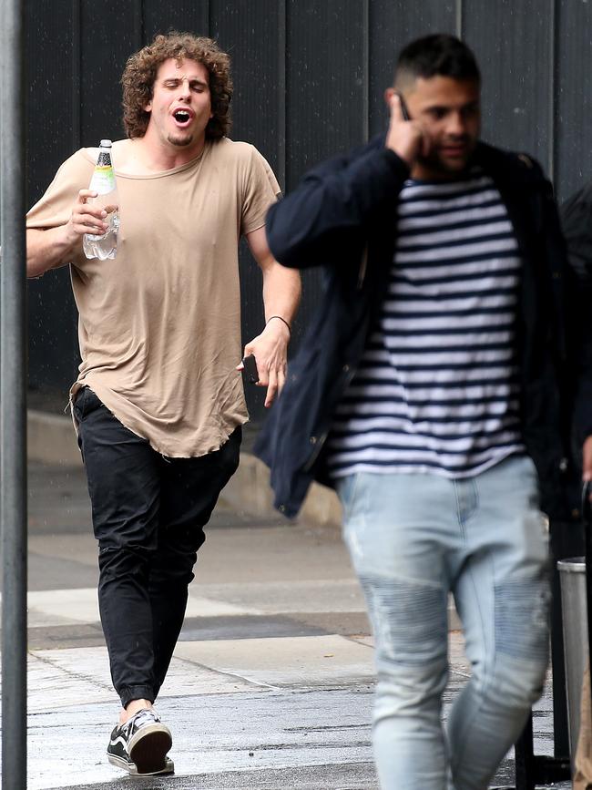 Bulldogs players arrive at the Harbour View Hotel in The Rocks for Mad Monday. Picture: Toby Zerna