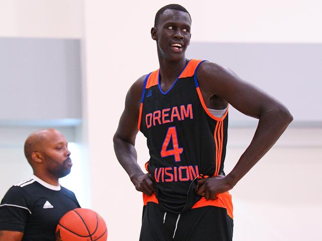 LADERA RANCH, CA - JULY 19: Dream Vision forward Makur Maker looks on during the adidas Gauntlet Finale on July 19, 2018 at the Ladera Sports Center in Ladera Ranch, CA. (Photo by Brian Rothmuller/Icon Sportswire via Getty Images)