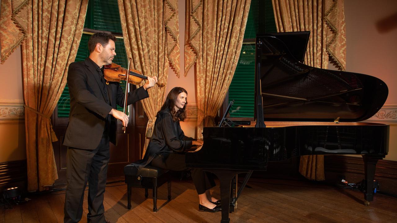 Adelaide Festival 2022. Anna Goldsworthy at the piano with violinist Andrew Haveron in After Kreutzer at Ayers House. Picture: Supplied