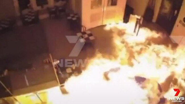 The fire engulfed the cafe within seconds. Picture: 7NEWS