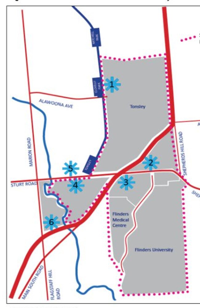 Potential retail locations within the area to be developed.