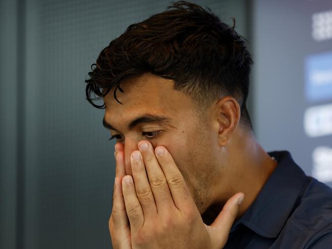 DAILY TELEGRAPH JANUARY 16, 2025. Joseph-Aukuso Suaalii at NSW Waratahs training in Daceyville ahead of the Super Rugby season. Picture: Jonathan Ng