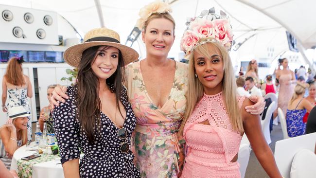The girls from Esteem Medi-Spa Jessica Green, Jocelyn Gough and Marta Bentley at The Dome at the Gold Coast Turf Club. Picture: Tim Marsden