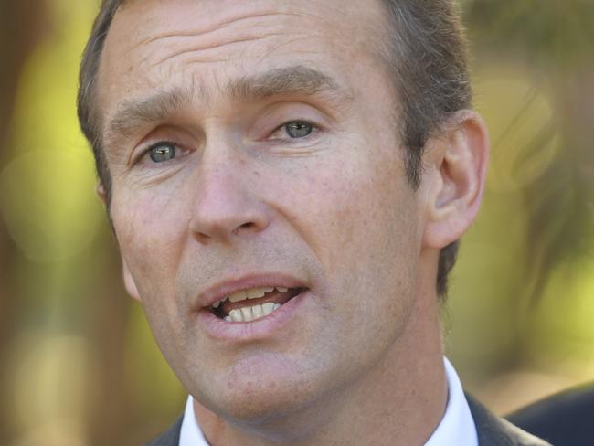 NSW Education Minister Rob Stokes speaks to the media during a visit with NSW Premier Gladys Berejiklian to Penrith Public School in Sydney, Thursday, June 14, 2018. NSW state schools will receive a $6 billion windfall in the upcoming state budget, with new schools, classrooms and upgrades planned over the next four years. (AAP Image/Simon Bullard) NO ARCHIVING