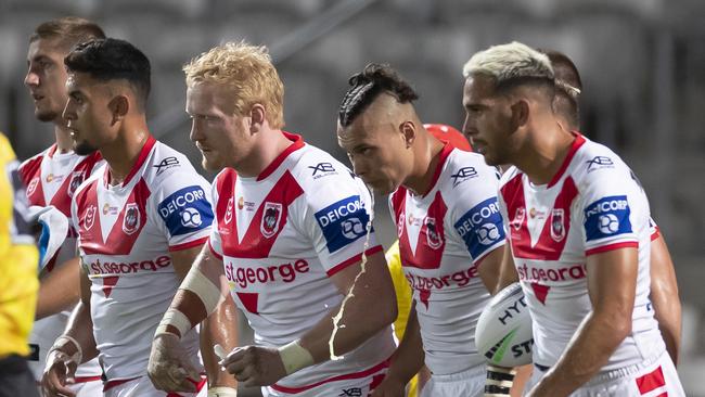 The St George Illawarra Dragons showed plenty of effort but their confidence appears shot. Picture: AAP Image/Craig Golding