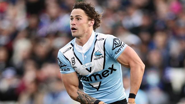 Nicho Hynes offered to play fullback this weekend but will instead stay at halfback as the Sharks look to save their season. Picture: Dave Rowland/Getty Images