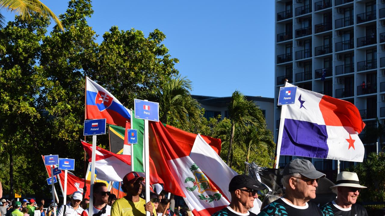 Parade of Nations at The Strand, Townsville for the 2024 World Triathlon Multisport Championships. Picture: Nikita McGuire