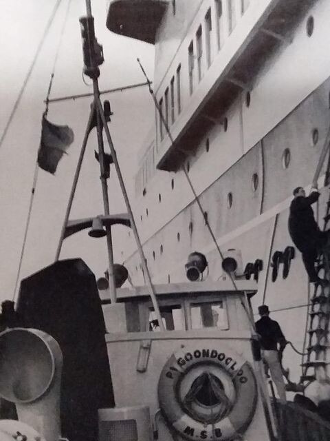 Historic photo of the MV Goondooloo, which worked for 25 years as a Bass Strait rescue vessel, when it worked as a pilot cutter in Sydney Harbour. Picture: Supplied