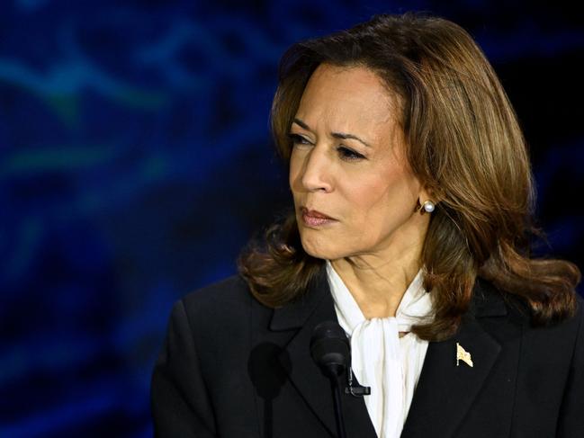 Kamala Harris’ facial expressions were telling during the debate. Picture: AFP