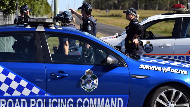 Police block a road close to the location of the shooting in Gatton. Picture: Dan Peled