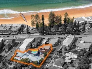 An aerial view of the "Bathers Collaroy" redevelopment site at Collaroy. Picture: HCAP Developments