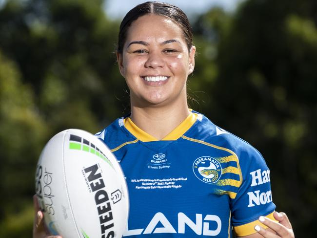 SYDNEY, AUSTRALIA, Daily Telegraph, Wednesday, 5 April 2023.Parramatta Eels' Kennedy Cherrington poses for a photo at Eels'  HQ. The first official NRLW signing for season 2023.Picture: Daily Telegraph/ Monique Harmer