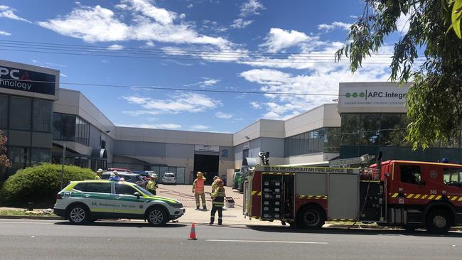 A battery has caught fire at a Cheltenham mechanic, causing toxic smoke in the building, which has been evacuated. Picture: Cam Inglis/10 News First