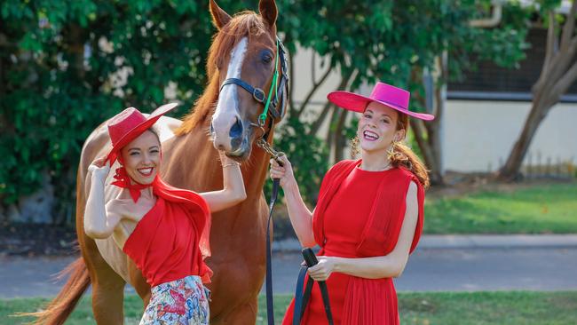 Tatiana Hoffmann and Christine Spielmann with Vunivalu, who is running today at Fannie Bay. Picture: Glenn Campbell