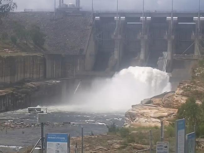 17/12/2024: Seqwater live feed showing flood releases at Wivenhoe Dam on Tuesday afternoon. Source: Seqwater