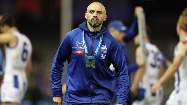 North Melbourne coach Rhyce Shaw has taken extended leave. Picture: Michael Klein