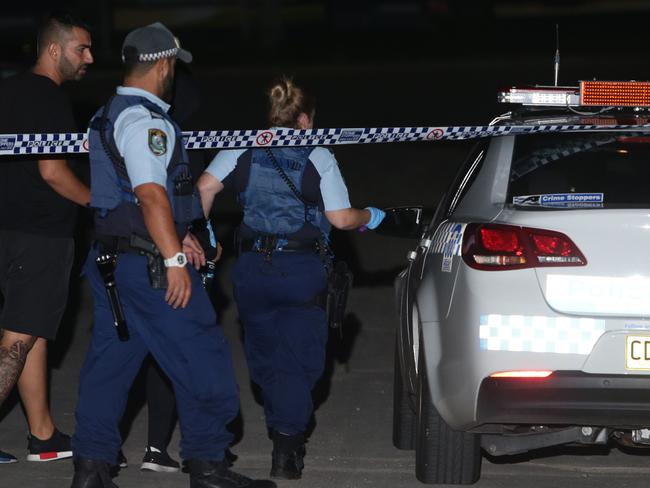 Police at the scene of today’s shooting. Picture: Bill Hearne