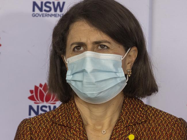 Gladys Berejiklian speaks to the media. Picture: Getty Images.