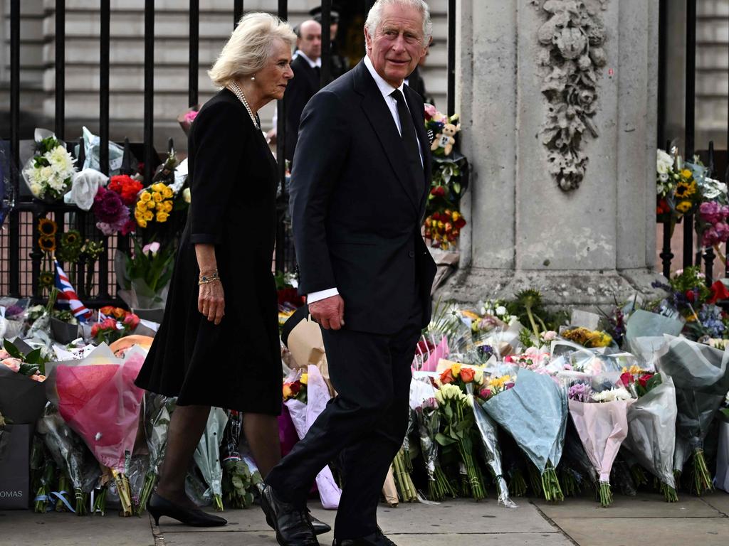 King Charles and Queen Consort Camilla were greeted by thousands of fans outside Buckingham Palace. Picture: Ben Stansall/AFP