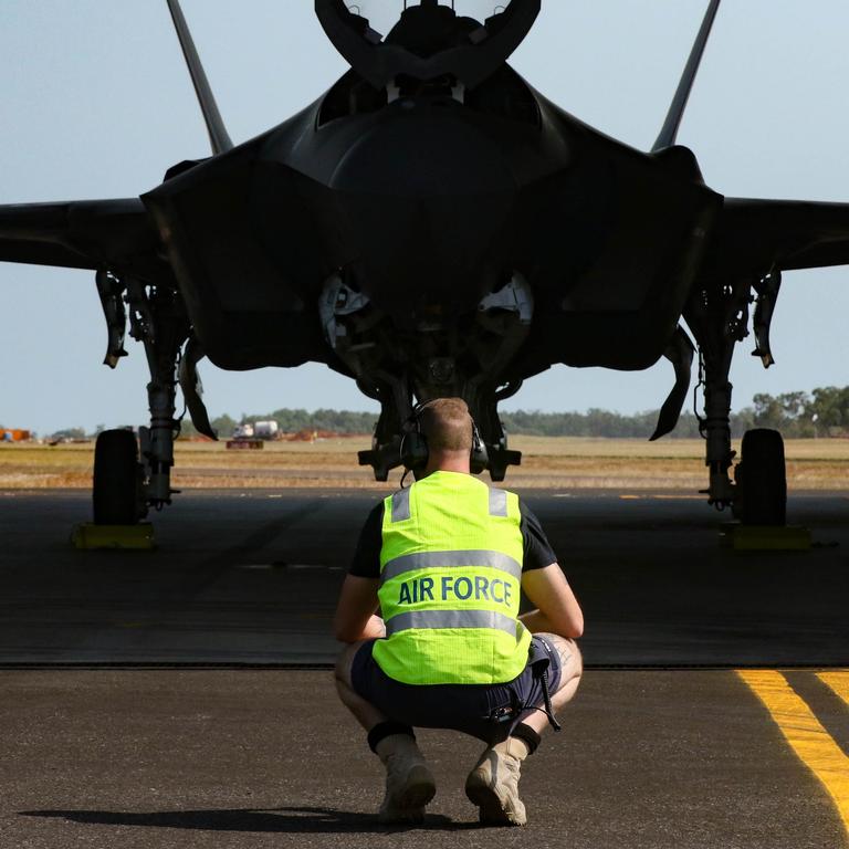 One of RAAF's new additions , The F-35A Lightning 2 will be among 50 fighting planes involved in Exercise Arnhem Thunder 21 over the Top End . Picture Glenn Campbell