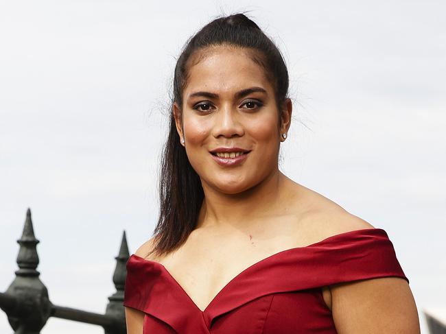 Jillaroo Simaima Taufa, in Sydney, today, in preparation for the Dally M's.Picture: Justin Lloyd.