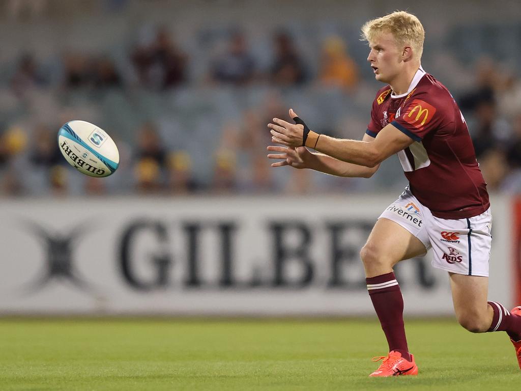 Tom Lynagh will start at flyhalf for the Reds on Saturday night. Picture: Mark Metcalfe/Getty Images