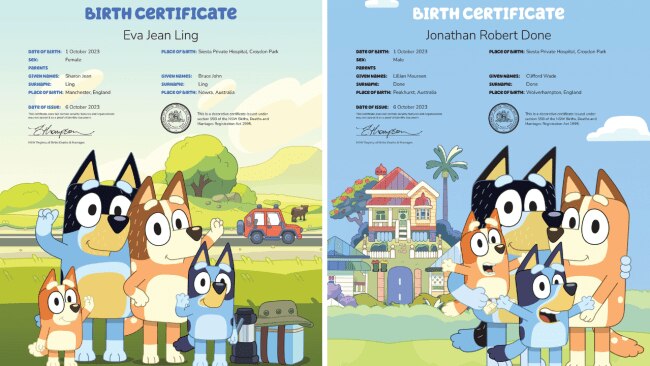 Bluey theme birth certificates now available for NSW! Source: NSW Birth Deaths and Marriages