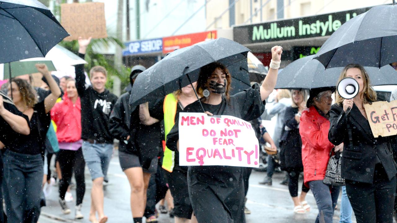 Ilona Harker (centre) at the March 4 Justice event in Mullumbimby on Monday, March 15, 2021. Picture: Liana Boss