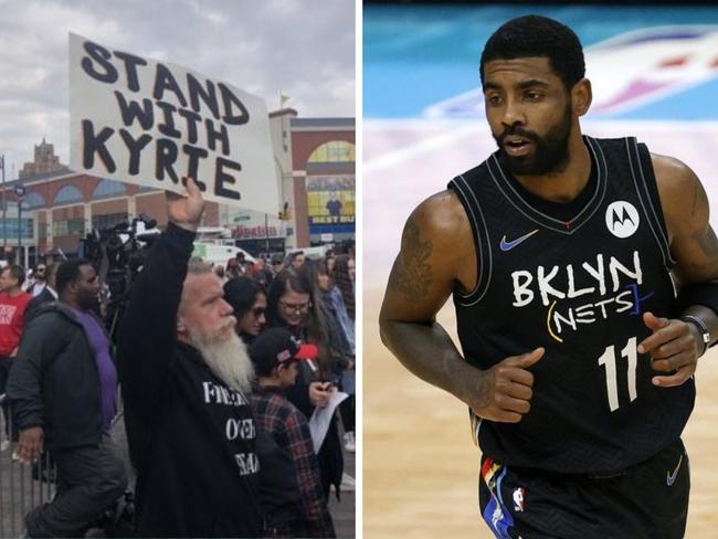 A protester outside the Barclays Centre. Photo: Twitter, @Suggie2Becklace, Getty.