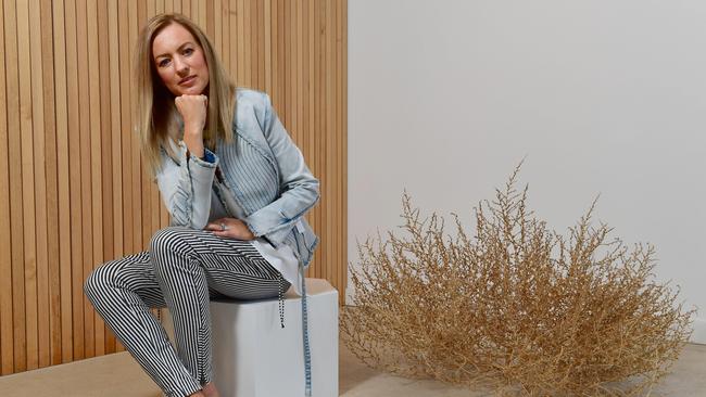 Fashion designer Sally Phillips in her studio at Fullarton. Picture: AAP/Keryn Stevens