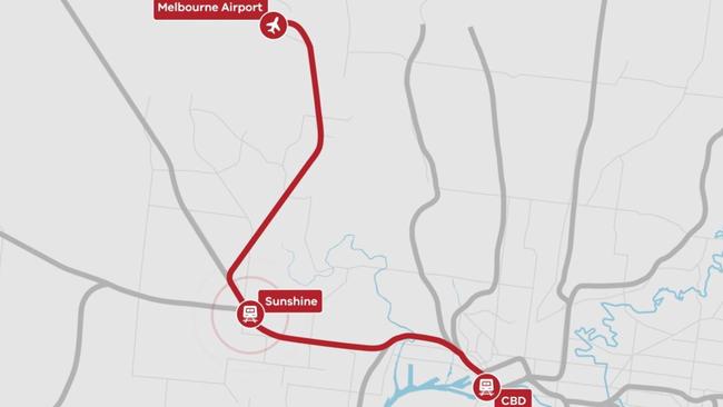 The proposed train line from the Tullamarine Airport to the Melbourne CBD will run via Sunshine.