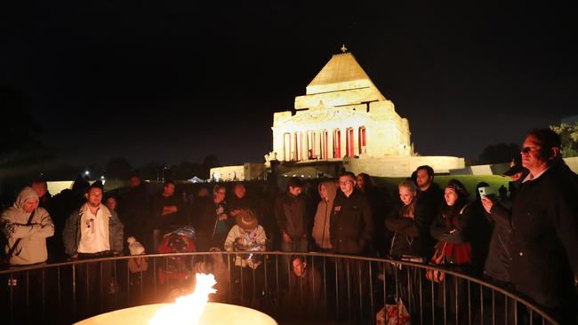 The 2022 Anzac Day Dawn Service at the Shrine of the Remembrance in Melbourne. Picture: David Crosling