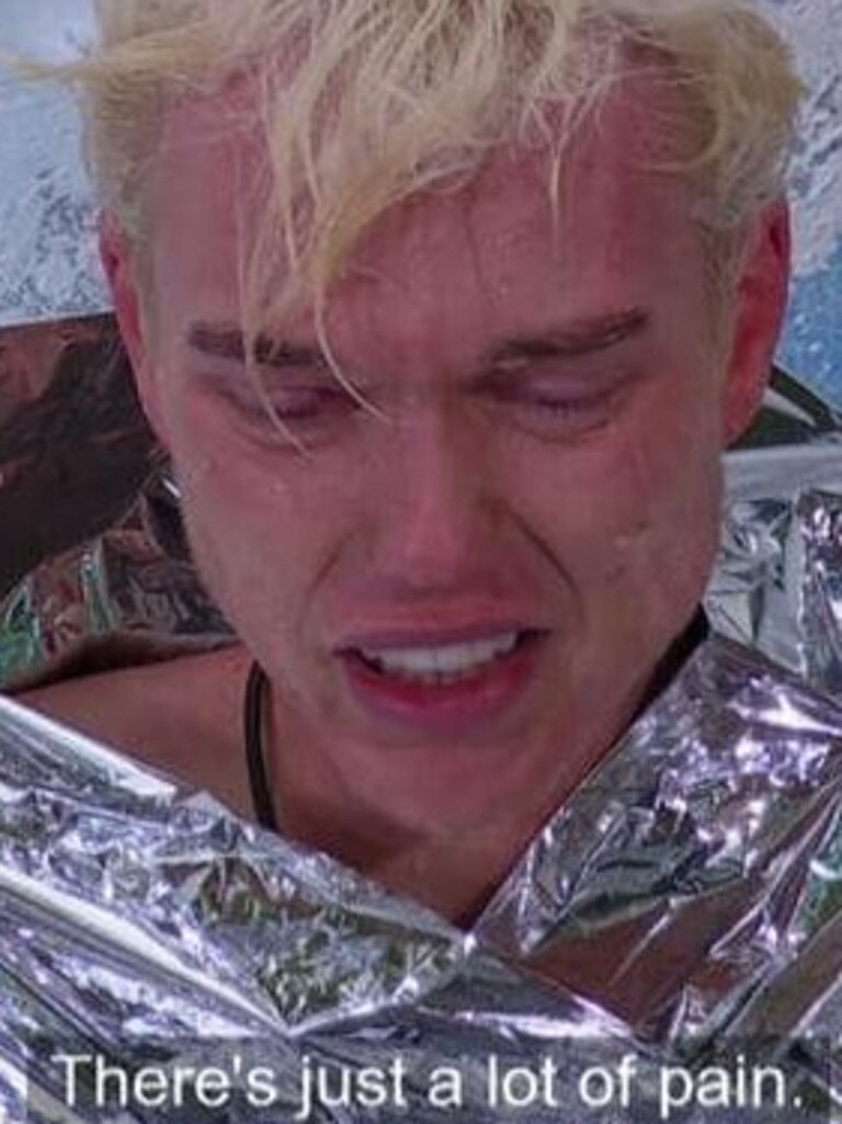 Jack was visibly distressed after the stunt. Picture: Channel 10