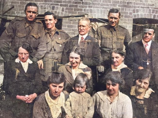 Carl Gill, Harry Edwards, father John Edwards, Sidney Edwards, Charles Chidgey, Ann Maguire, Annie (Edwards) Chidgey, mother Dorothy (Maguire) Edwards, Daisy Chittick, Bessie Chidgey, Rene Edwards, Myra White. Picture supplied by Patricia Braden, of Liverpool Genealogy Society 