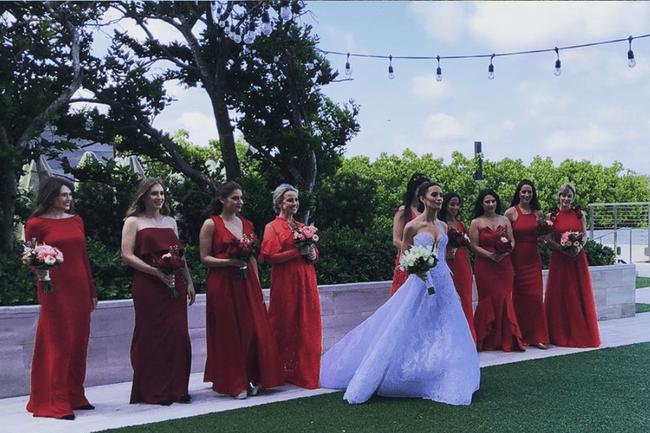 Image credit: Instagram.com/elizabetholsenofficialElizabeth OlsenIn May 2019, Elizabeth Olsen joined her best friend, British stunt coordinator and film assistant Jade Olivia Gordon, at her wedding, walking down the aisle as a bridesmaid in a ruby red floor-length dress. Gordon married American professional golfer Patrick Rodgers at the Vizcaya Museum and Gardens in Miami, in a ceremony complete with a 20-piece choir. The actress took to Instagram to share a peak at the nuptials, captioning a series of images: “My best friend’s wedding.”