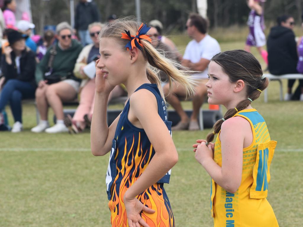 On court at the Cap Coast Junior Netball Carnival at the Barmaryee Multi Sports Precinct, Yeppoon, on August 11, 2024. Photo: Pam McKay