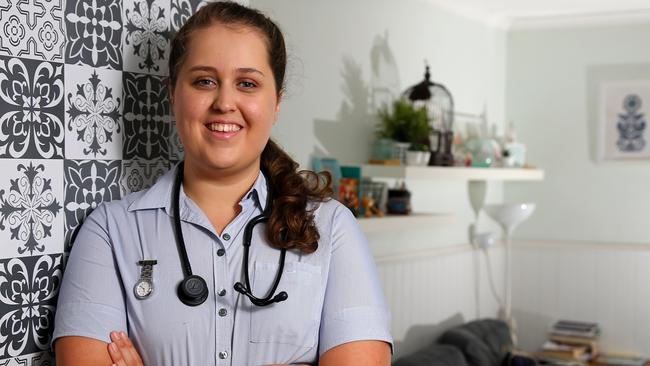 Thanks A Million = Courtney Irvine was a brand new registered nurse when COVID-19 hit and was re-deployed to work in nursing homes during the pandemic, Everton Hills Friday 18th December 2020 Picture David Clark