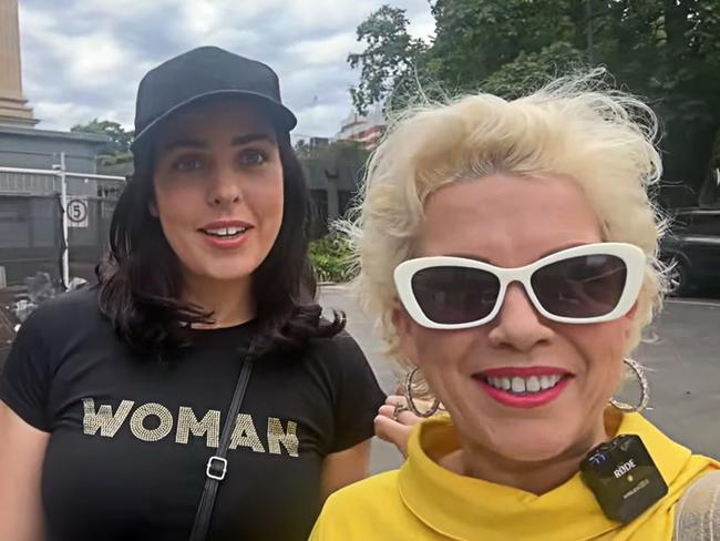 Mrs Deeming and UK far right activist Kellie-Jay Keen at the protest. Picture: YouTube