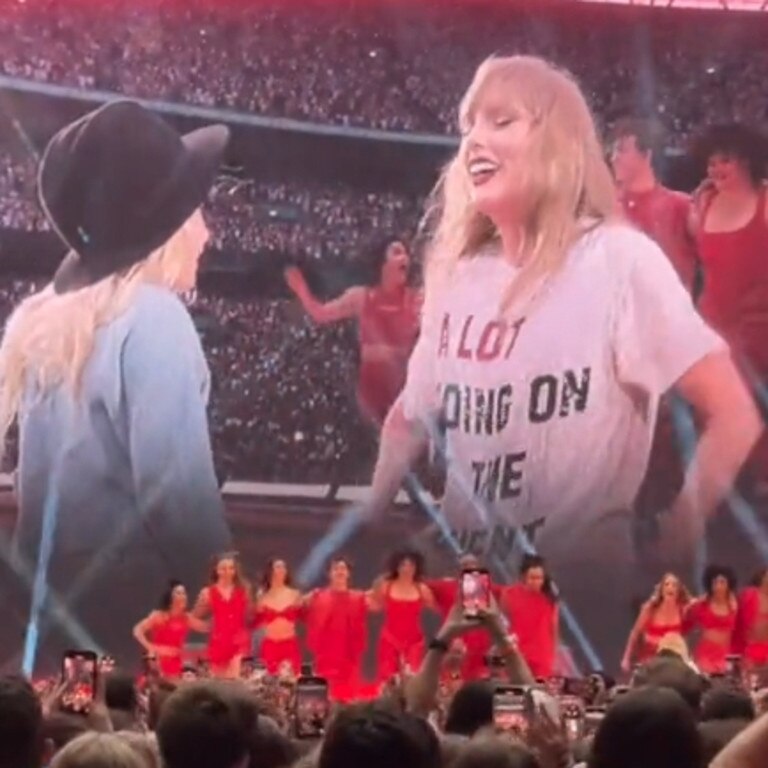 For her hit song “22” wearing a T-shirt bearing the words “a lot going on at the moment”.