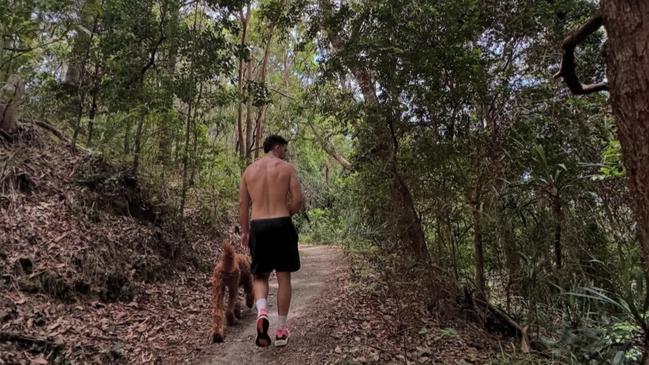 Nathan Cleary walking at Burleigh Heads. Picture: Instagram