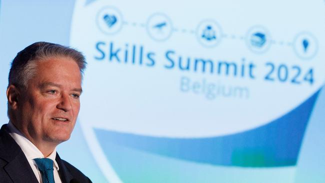 Former federal finance minister Mathias Cormann at the OECD skills summit this month. Picture: AFP