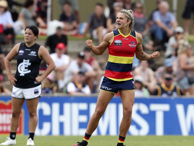 Anne Hatchard celebrates a goal during the 2020 season. Picture: SARAH REED