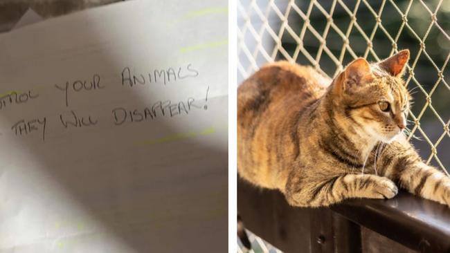 Debate has amassed online after a cat owner shared a threatening letter that she received from her neighbour. Picture: Reddit / Kellou87 / iStock