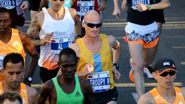 Lee Troop, competing at the Gold Coast Marathon in 2014, has played a leading role in establishing the Geelong Running Festival. Picture: David Clark